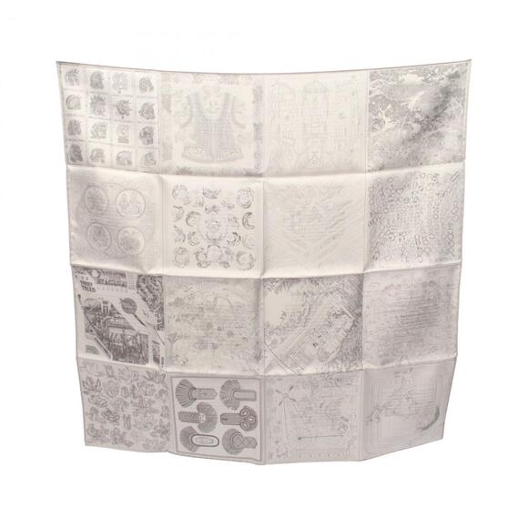 Hermes Hermès Carré 60 Robo Cover Double-Faced Silk Scarf for Women in Gray